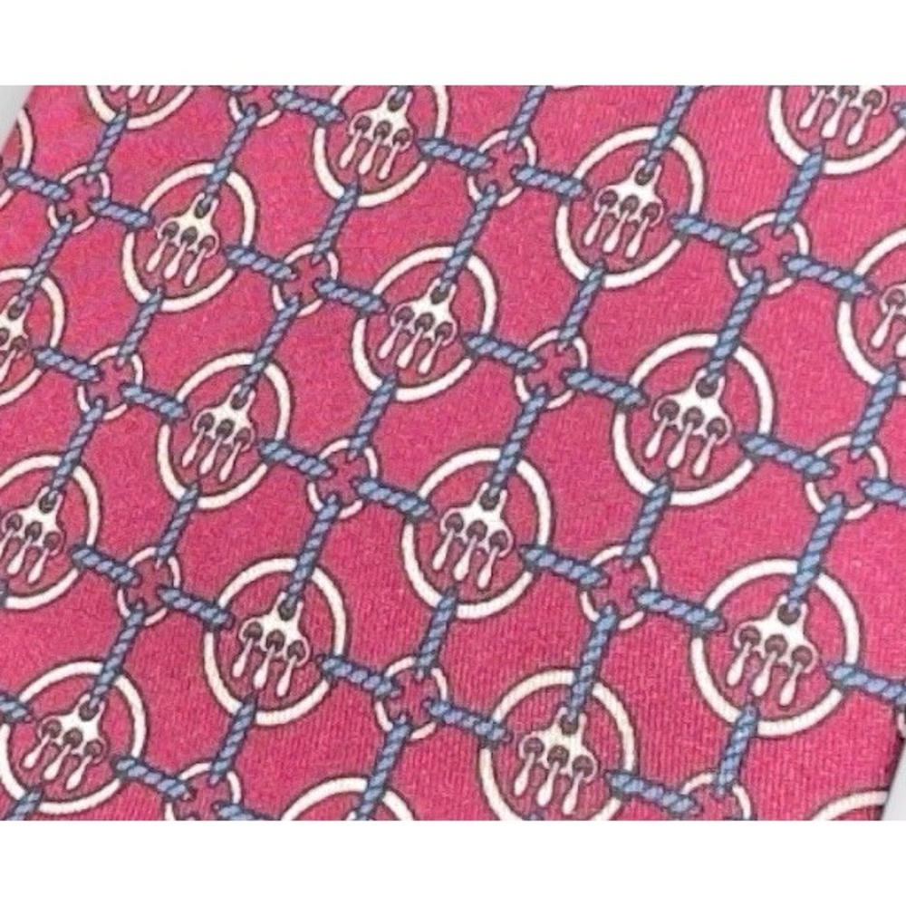 Hermes Paris Silk Tie Geometric Pattern 737 FA 55" x 3.5" Made In France